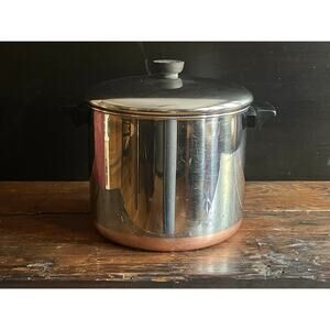 Vintage REVERE WARE 8qt Copper Clad Stock Pot w/Lid